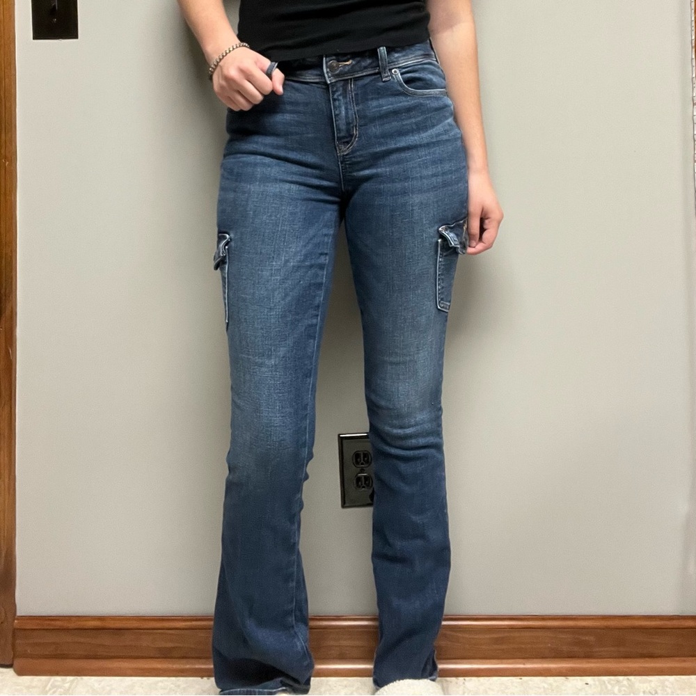 American Eagle Outfitters Dark Blue Kick Boot Jeans